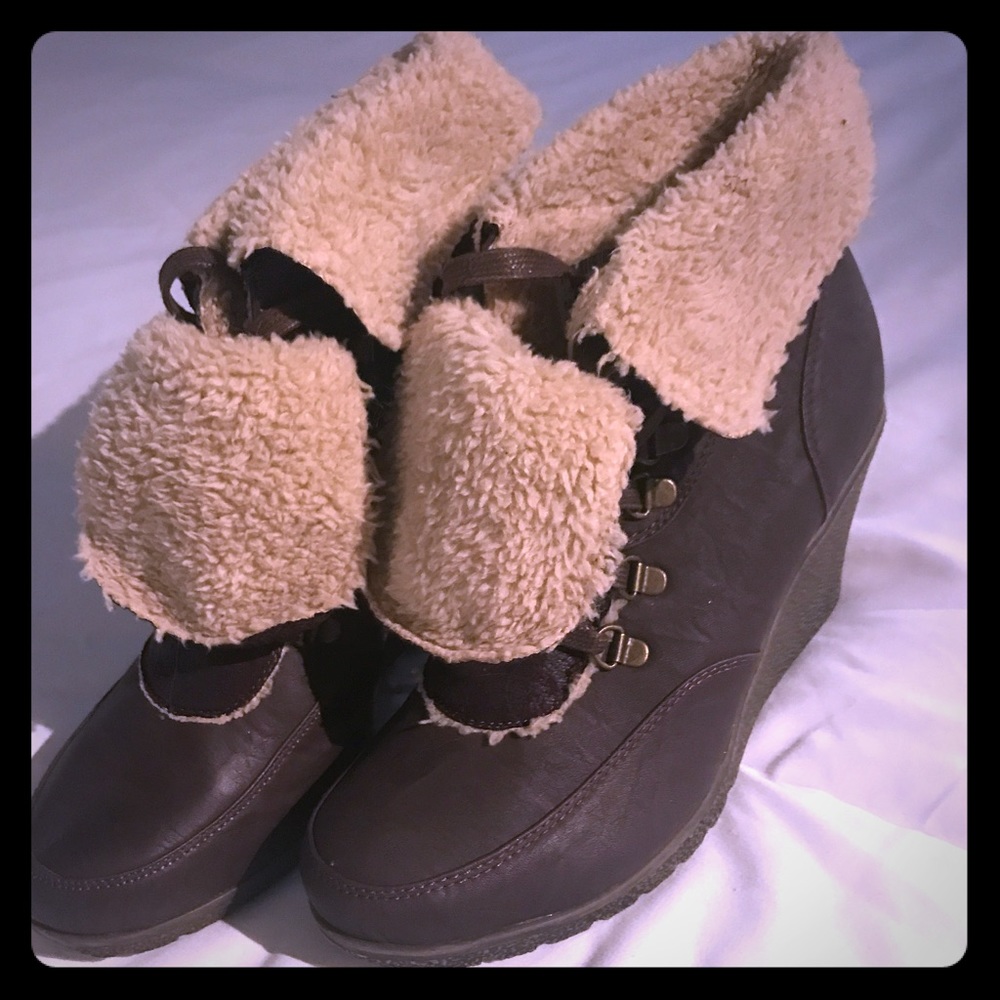 Brown Fur Wedge Size 40 (10)